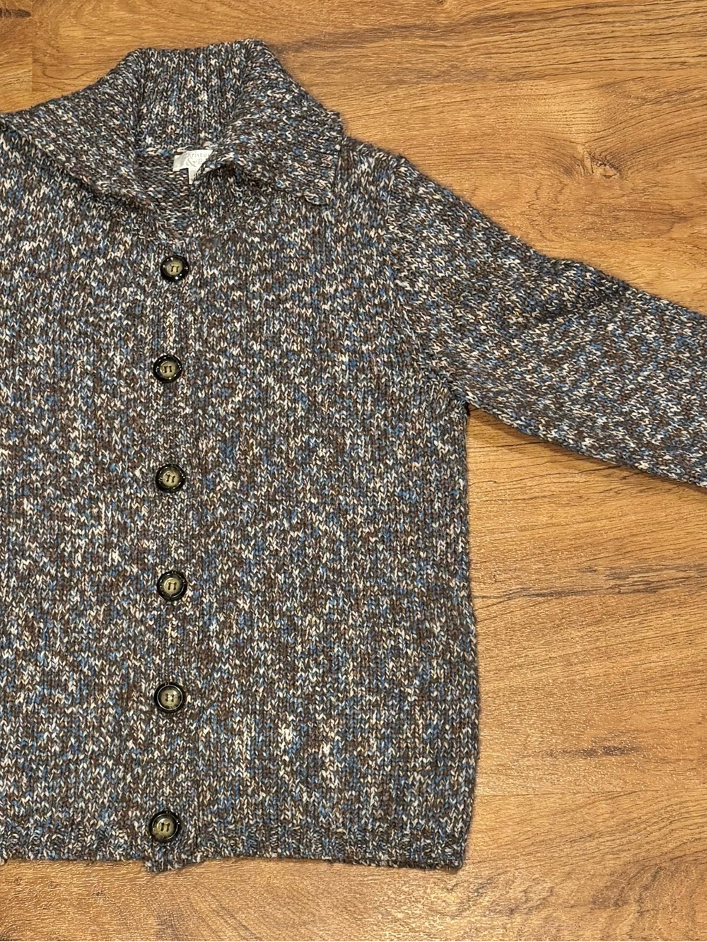 Christopher & Banks Marled Brown and Blue Button-Front Cardigan